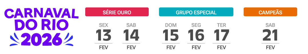 Datas para o Carnaval do Rio 2026