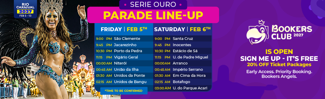 Order of the parades for the samba schools in the Access Group