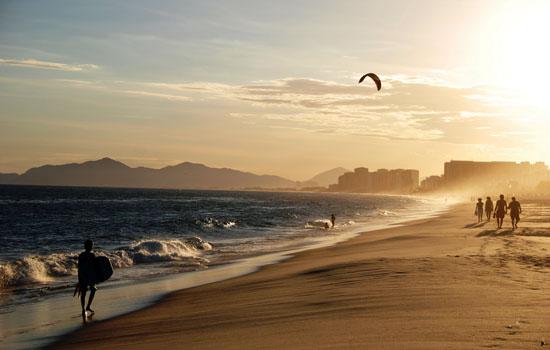 Barra da Tijuca, the Biggest Rio Beach is ideal for Water Sports, including Surfing and the Popular Kite-Surf.