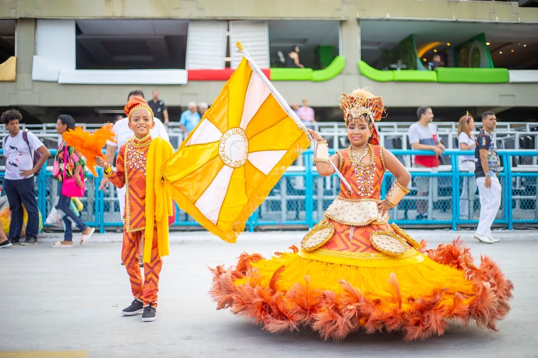 Kids parading at Sambadrome - Junior Flag Holder