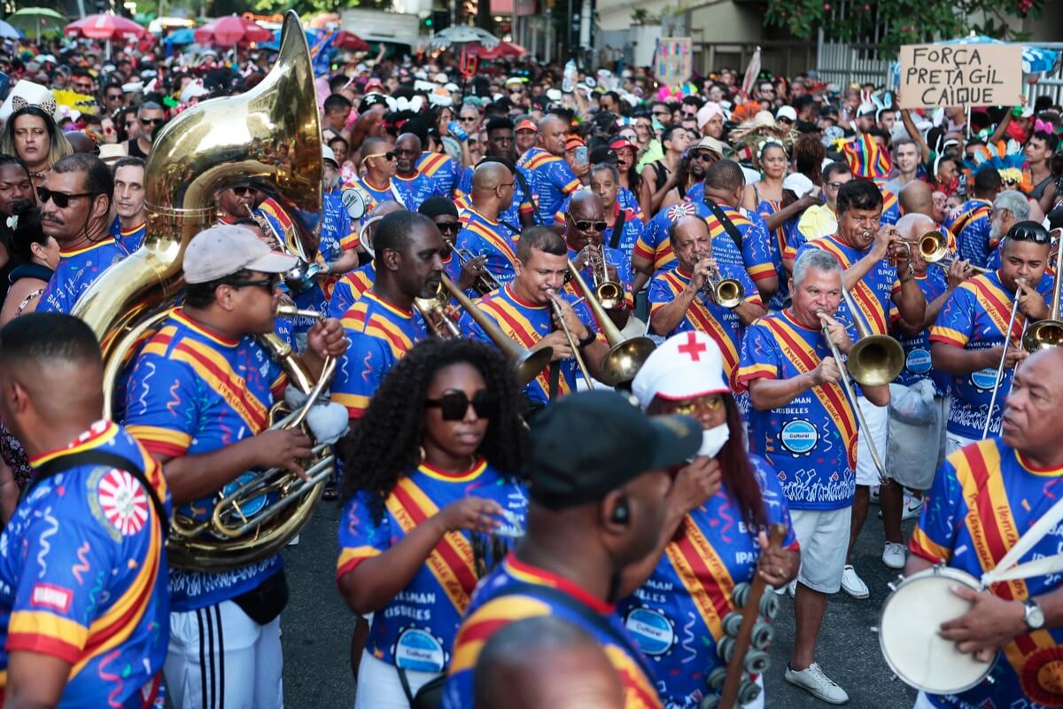 Traditional band performing at the 'Banda de Ipanema' during the Brazil carnival party