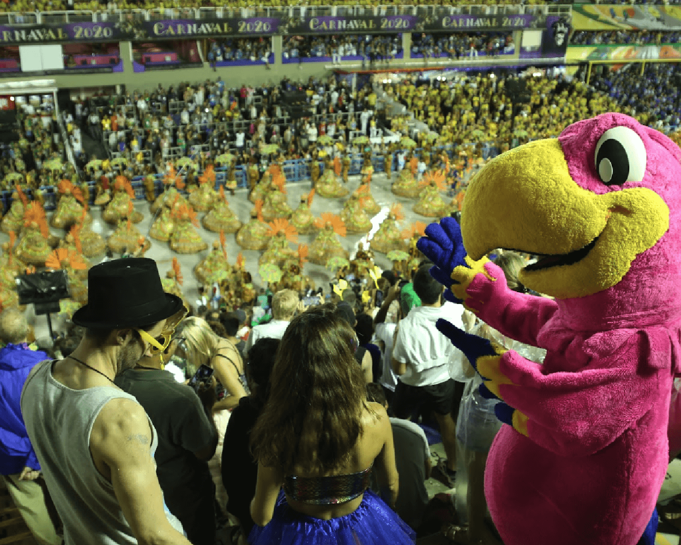 Koko, o mascote da Bookers, no Sambódromo