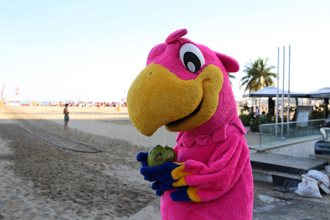 Koko Silva at Copacabana Beach enjoying Coconut Water waiting for Carnival festivities to start