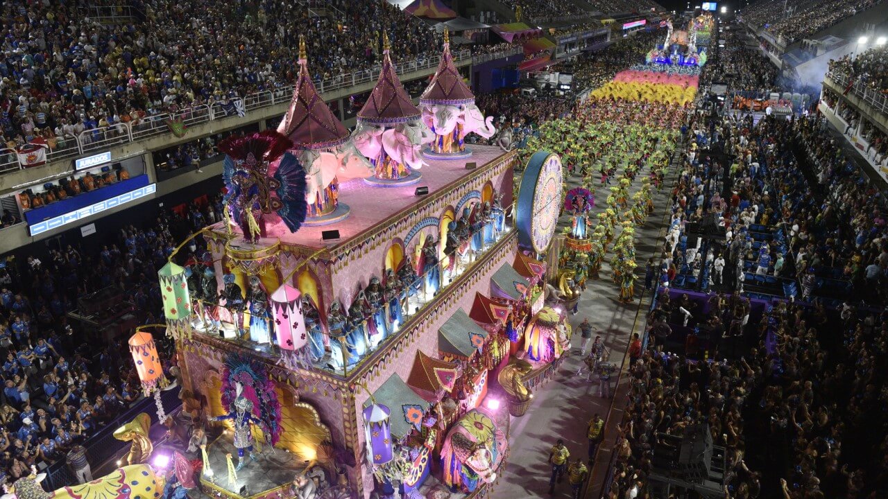 wings of the samba school parading down the avenue - Rio Carnival