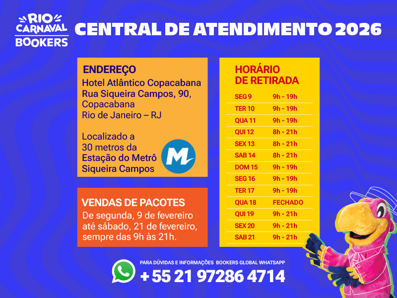 Datas e horários de funcionamento da nossa Central de Atendimento do Carnaval