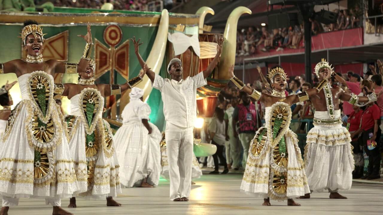 Happy people dancing choreography - Rio Carnival