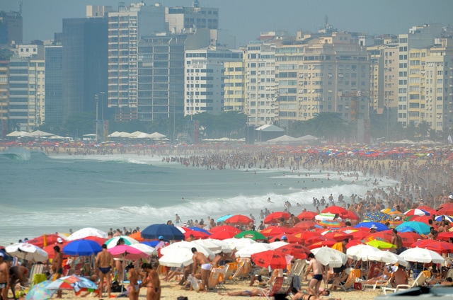 Beaches and crowds in Copacabana, Rio de Janeiro