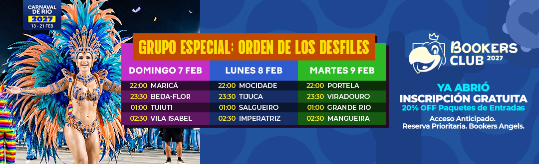 Participantes del desfile del Grupo Especial por orden de aparición